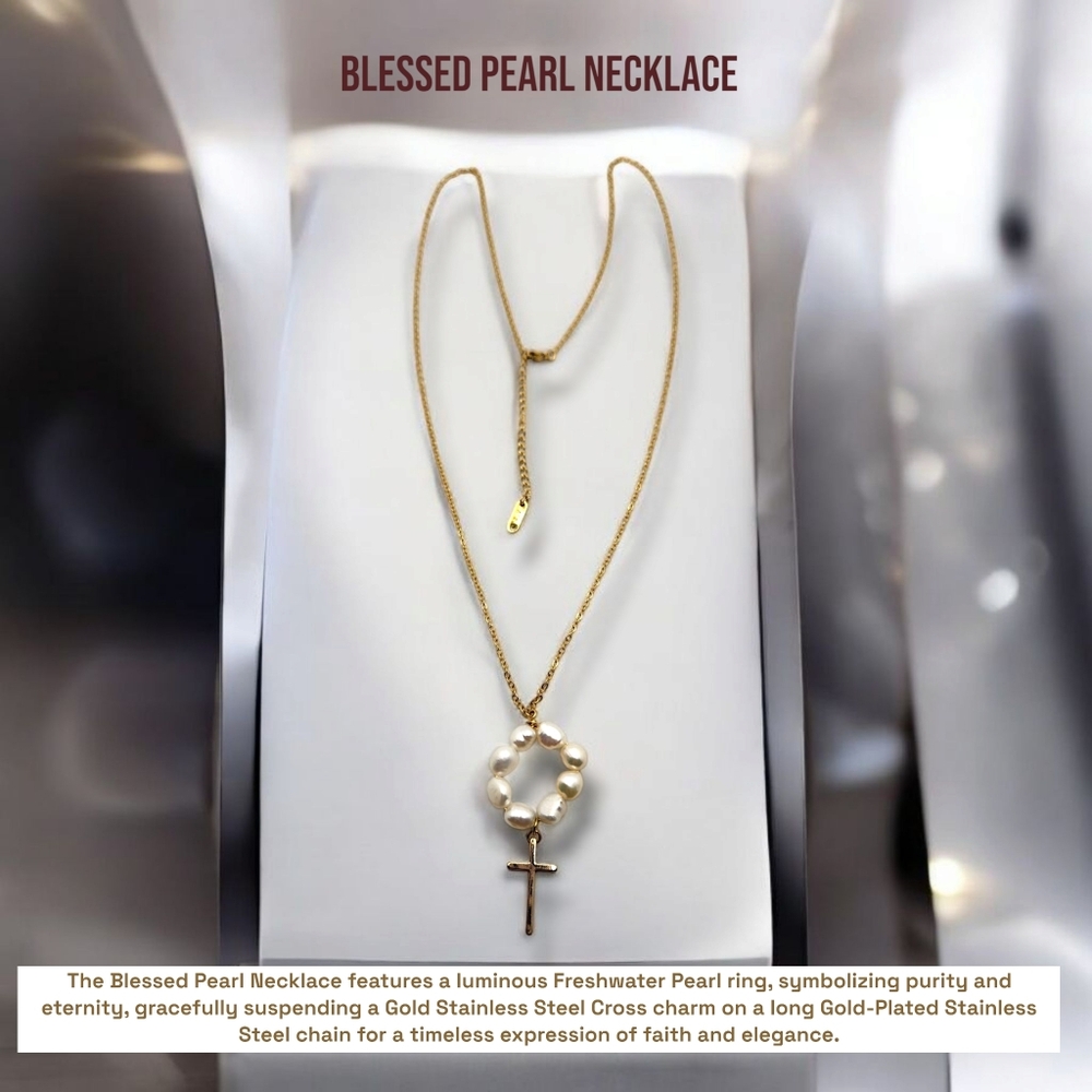 Freshwater Pearl Cross charm necklace